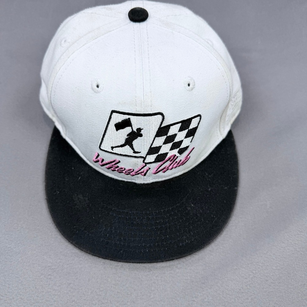 Baseballism Mens OSFM White Black Cotton Snapback Wheels Club Racing Hat Cap